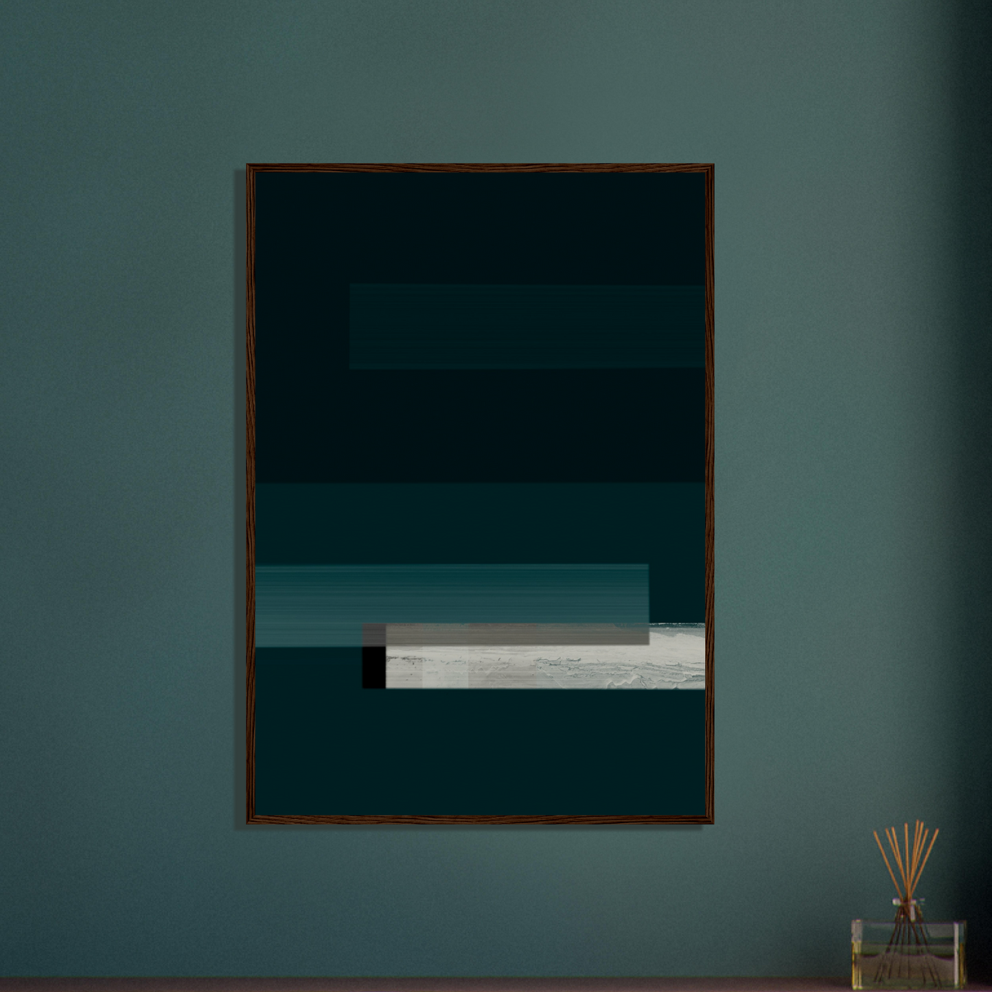 Deep Green Abstract In Dark Wood Frame (Open Edition)